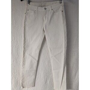 7 FOR ALL MANKIND Womens Stretch White Denim Skinny Jeans Tag Sz 26 studded